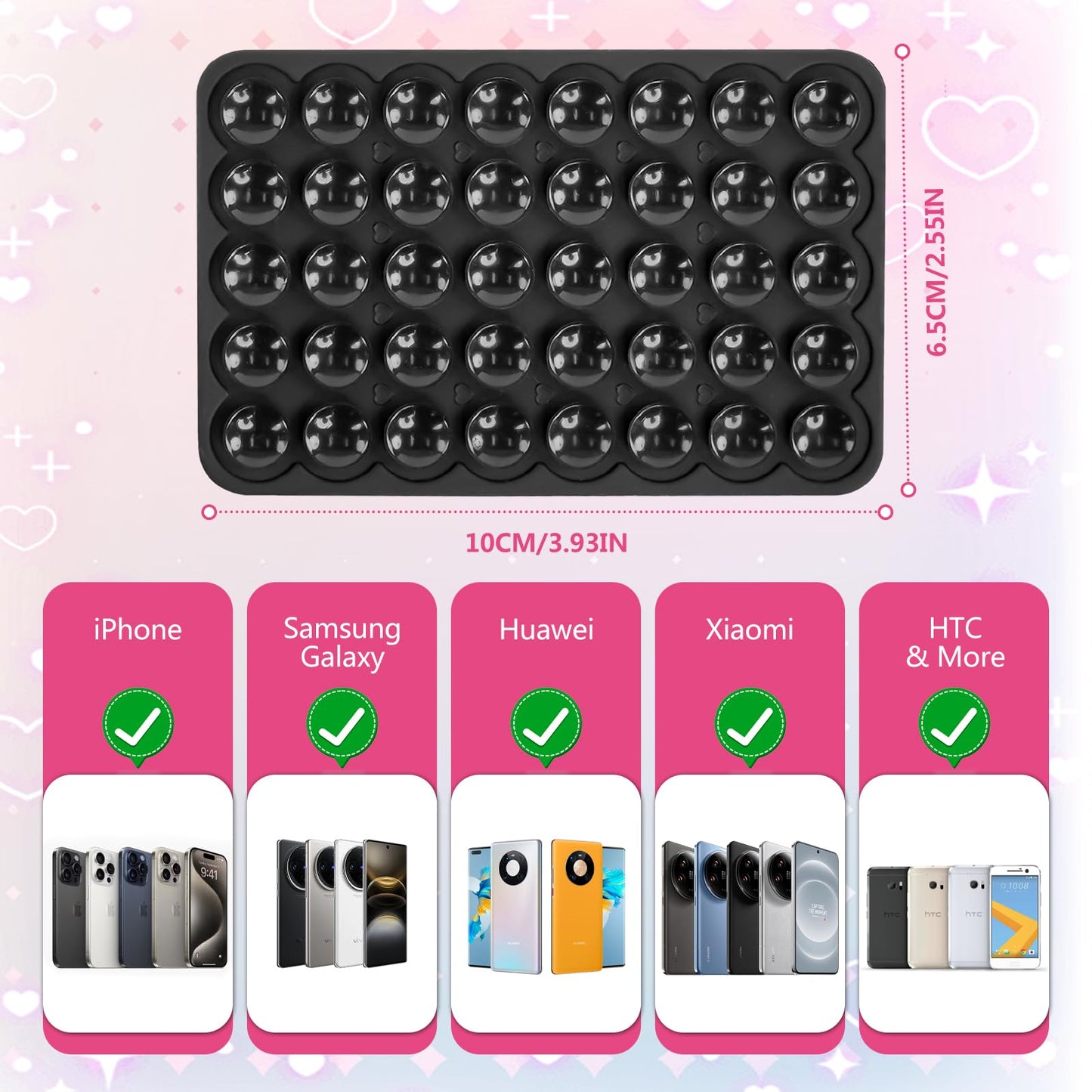 Silicone Suction Cup Phone Case Mount, Silicone Sticky Phone Grip Compatible with iPhone and Android Cases, Suction Bracket on The Back of The Mobile