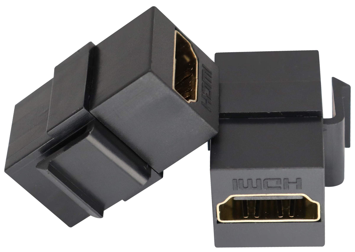AAOTOKK HDMI Keystone Coupler, Gold Plated HDMI Keystone Jack Insert Female to Female 3D 4K Coupler Adapter for Wall Plate (Black/5 Pack)