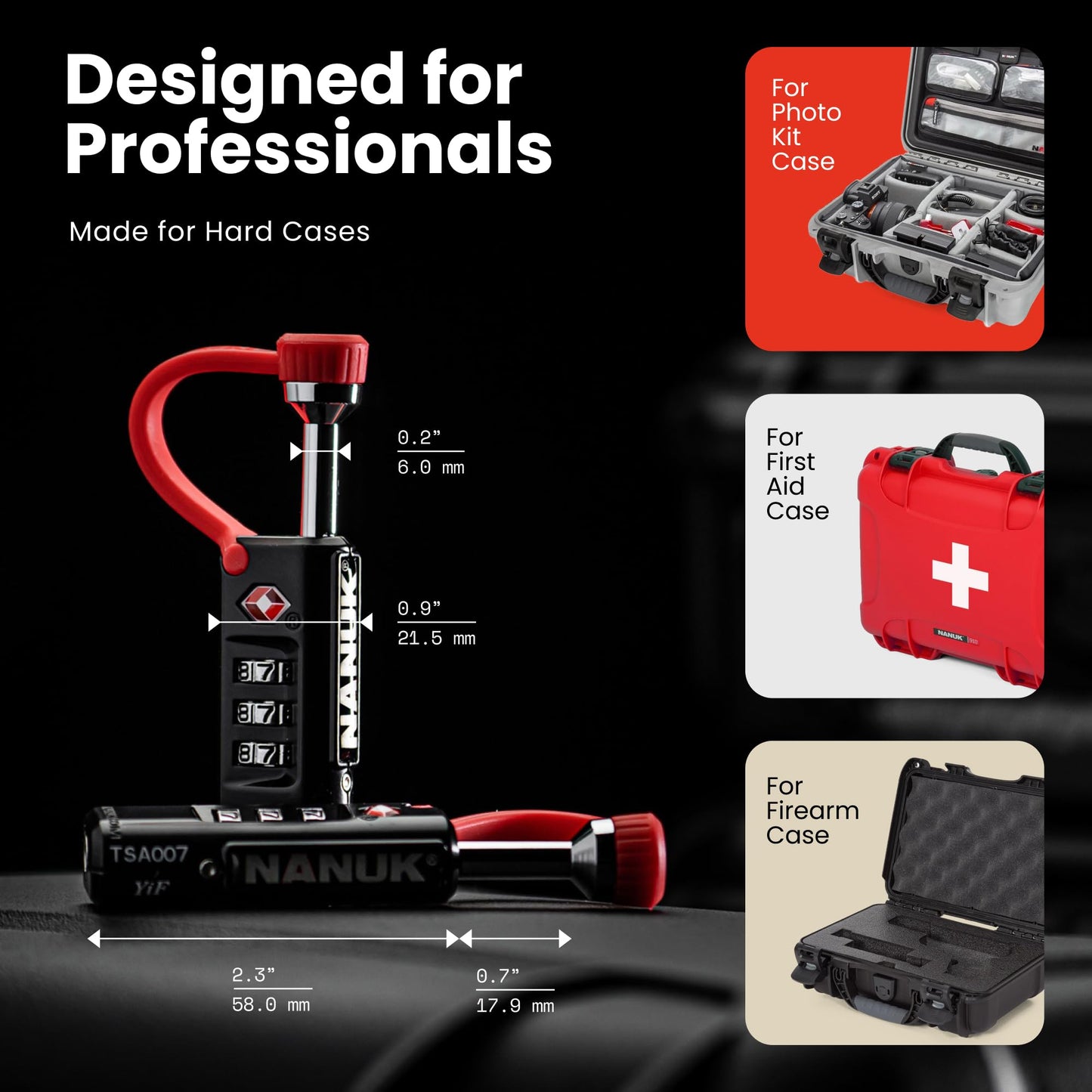 NANUK TSA Approved Locks 2 Pack – Durable Travel Case Padlocks with Cut-Resistant Steel Shackle, Rustproof Security Locks (Black)