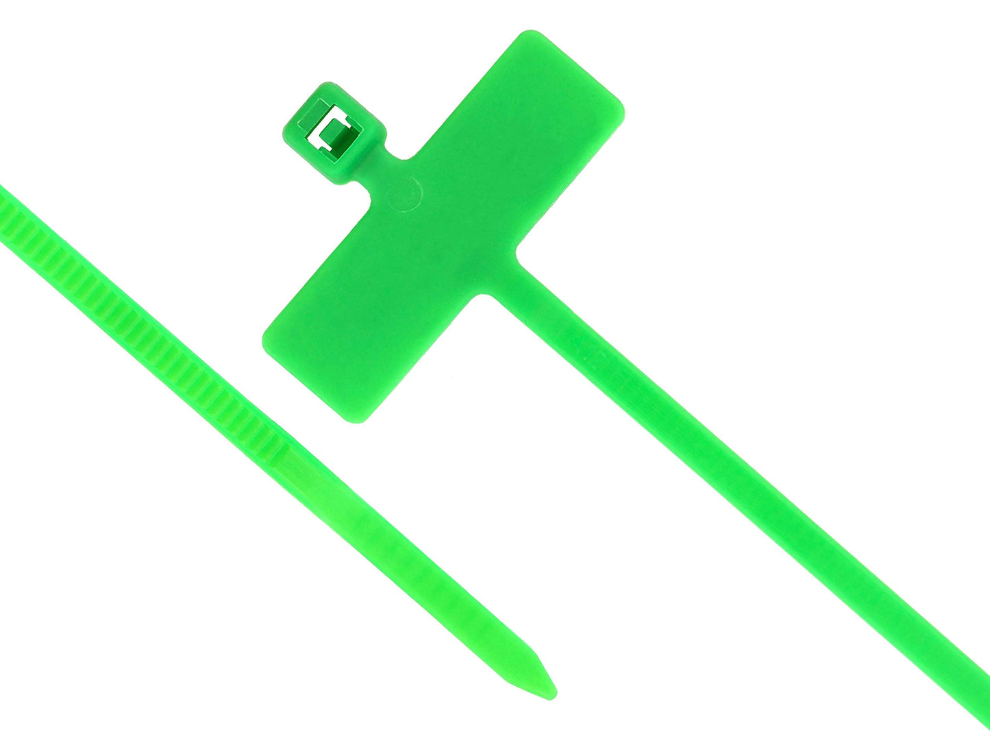 Secure 4 Inch Green Label Marker ID Cable Tie - Inside Flag for Identification - 100 Pack