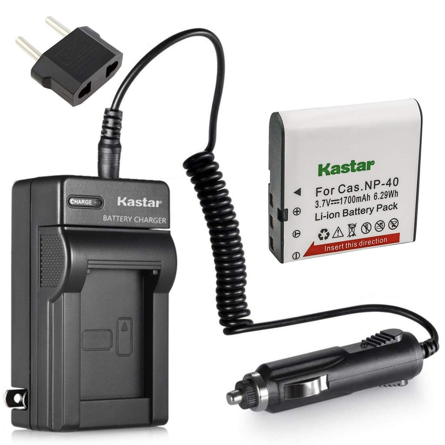 Kastar CNP-40 Battery (1-Pack) and Charger Kit for Kodak LB-060 AZ521 AZ361 AZ501 AZ522 AZ362 AZ526, HP D3500 SKL-60 V5060H V5061U Cameras and SUN06