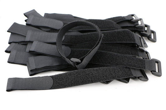 Elantek 50-PCS Black Hook and Loop Reusable Fastening Cable Tie Down Straps- 0.8" x 8"