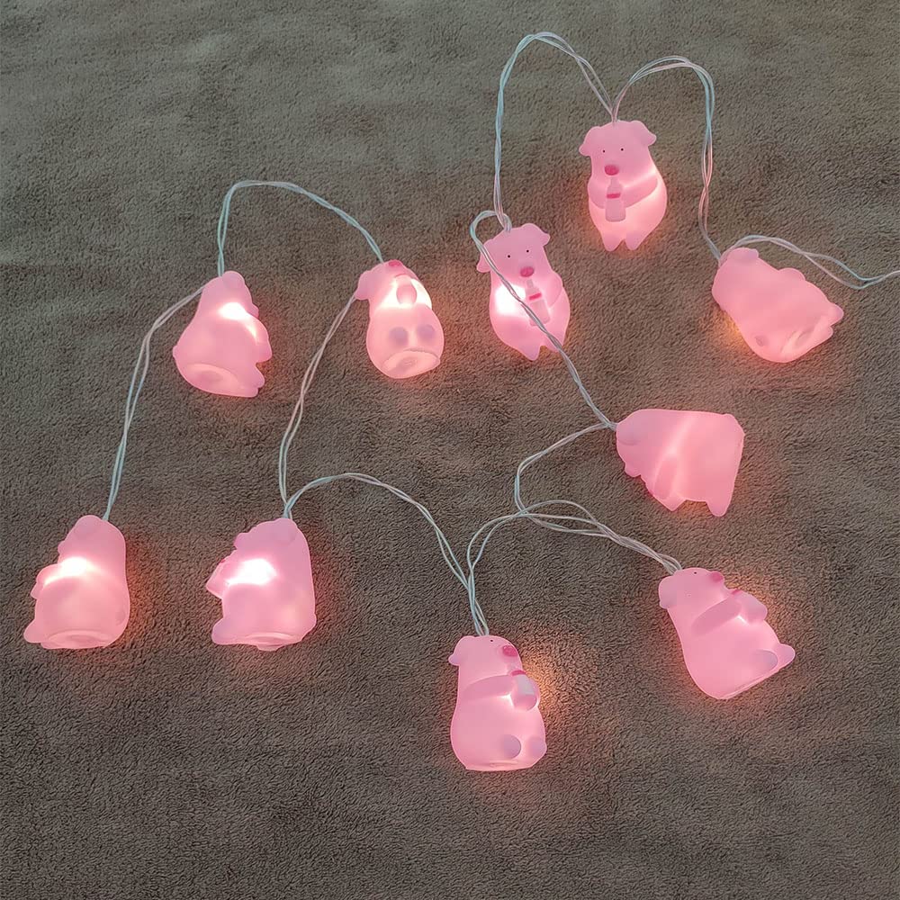 Penfly 10LEDs Decorative Animal Shape Night Mood Light Romantic Lamp for Home Indoor Bedroom Party Festival Kids Room Décor (Pig Style 1)