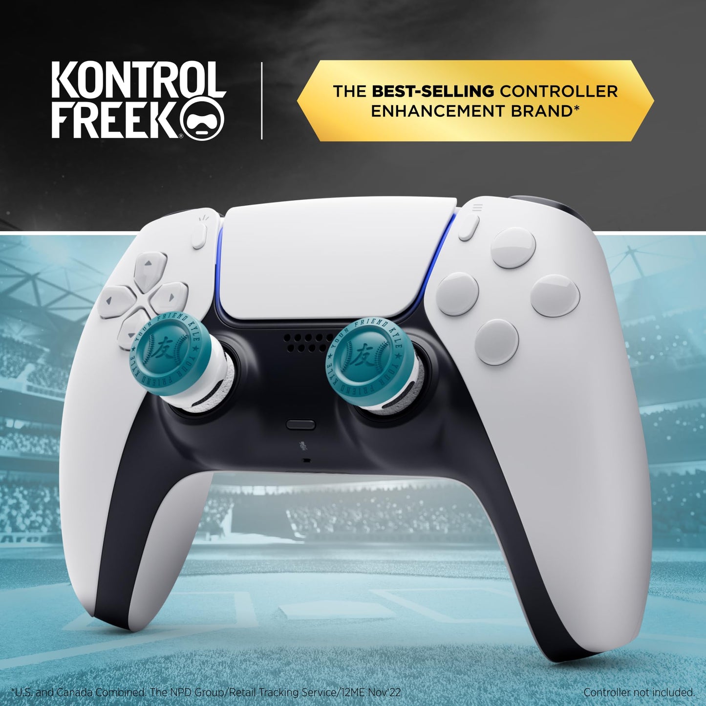 KontrolFreek YourFriendKyle (YFK) Precision Sports Baseball Kit | for PlayStation 4 (PS4), PlayStation 5 (PS5) Controller | Blue and White