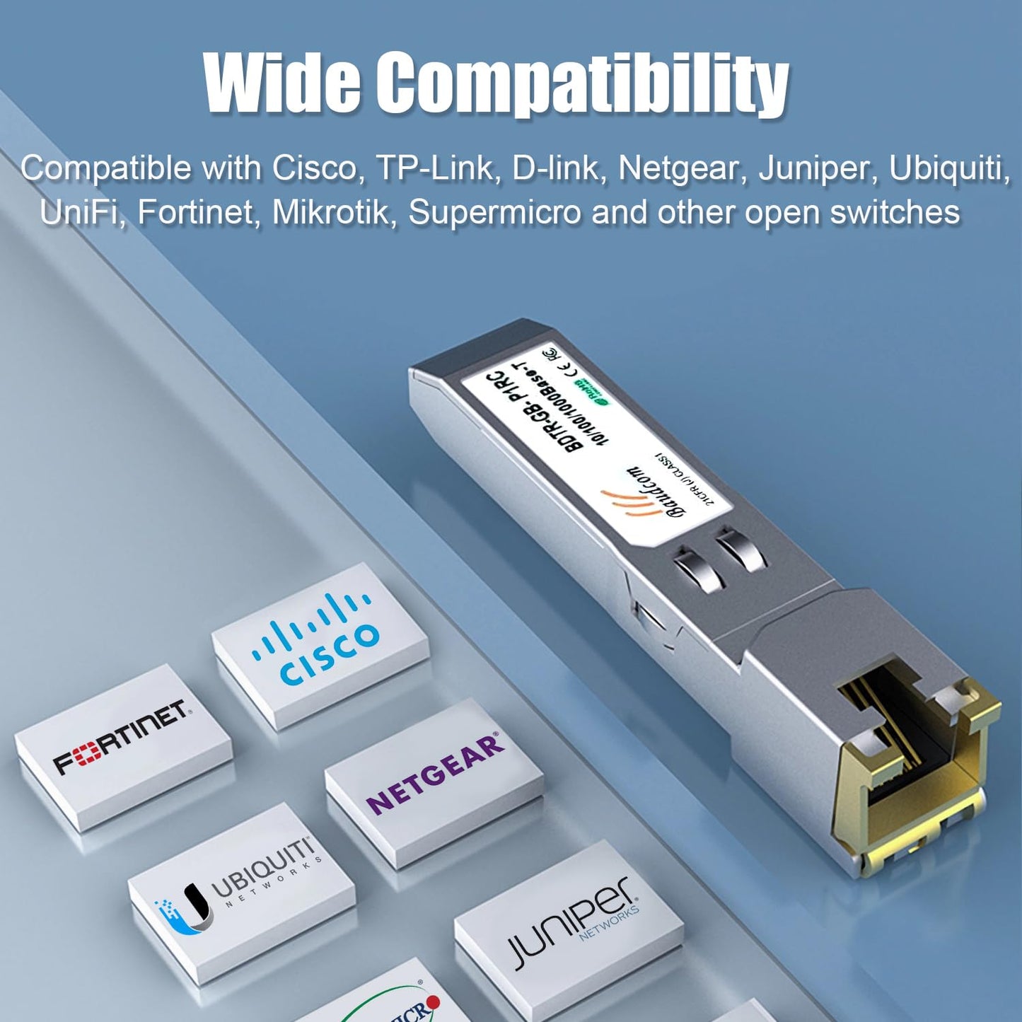 1G SFP to RJ45 Mini-Gbic Module 100-meter, 1000Base-T Copper Transceiver Compatible for Cisco GLC-T/SFP-GE-T, Meraki MA-SFP-1GB-TX, Ubiquiti UniFi
