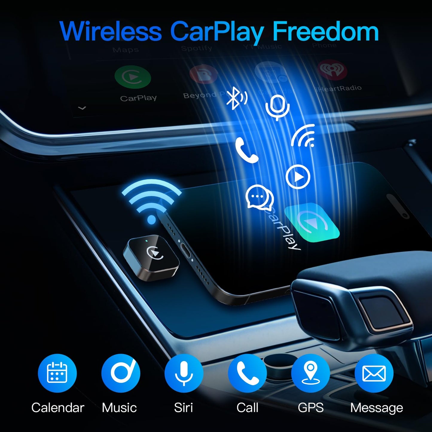 (2026 Upgraded) Wireless CarPlay Adapter for Apple iPhone?Android, Small Size,Plug and Play,Fast and Stable Connection Wireless Adapter