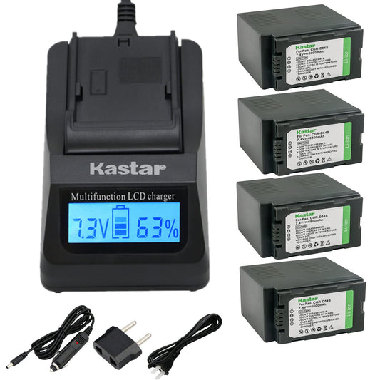 Kastar Ultra Fast Charger and 4X Battery Replacement for Panasonic CGR-D54S, CGA-D54, AG-DVX102, AG-HPX170, AG-HPX250, NV-GX7, NV-MX5, NV-MX350