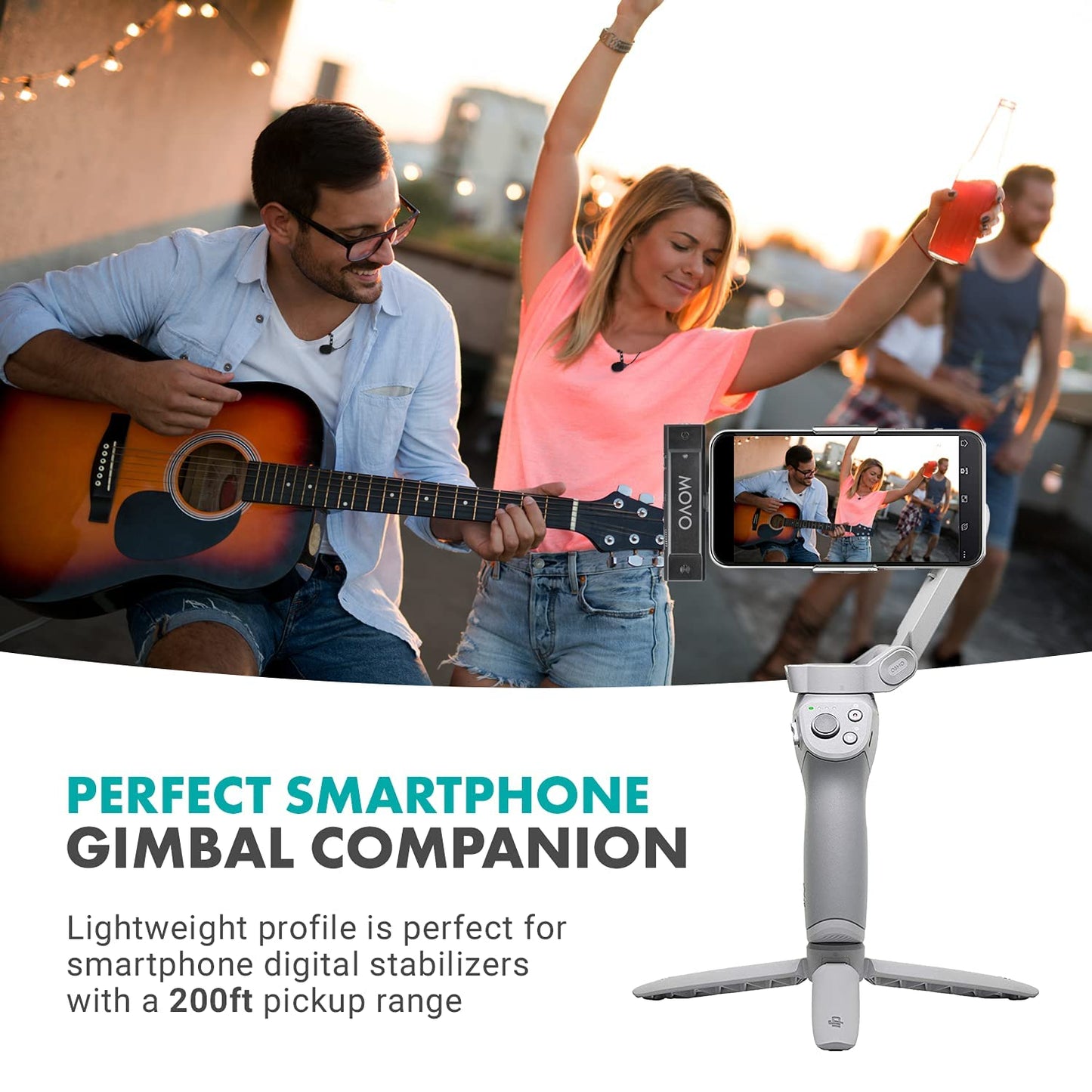Movo Edge-DI Wireless Lavalier for iPhone - Perfect Compact Lav Mic for Smartphone Gimbal Stabilizer - Great for Vlogging, Filming, Teachers, and More