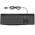 Virfour Wired Keyboard,Quiet Keyboard, Multimedia USB Computer Keyboard, Silent Keyboardwith Low Profile Chiclet Keys,Large Number