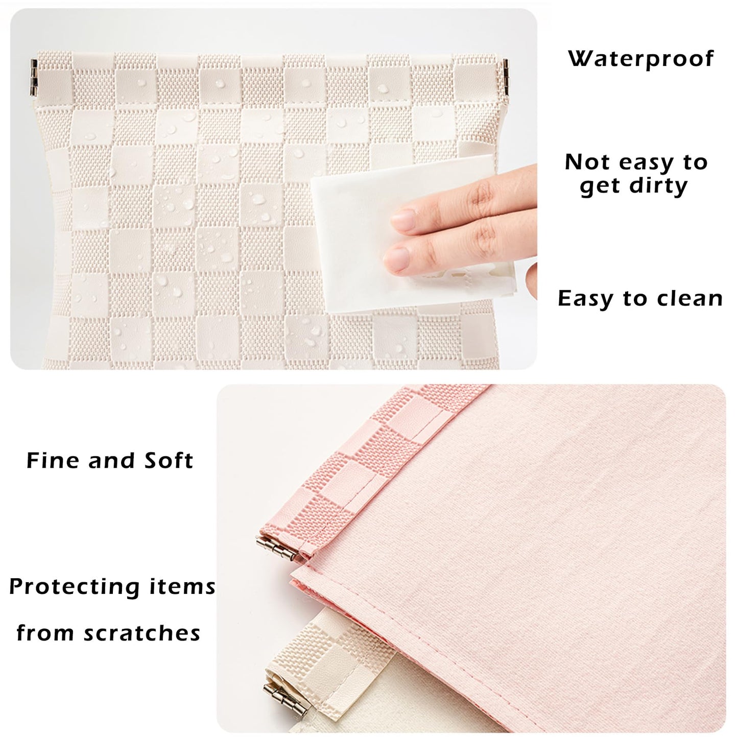 HIGH FIT Leather Pocket Cosmetic Bag – Small Self-Closing Makeup Pouch for Women, Coin Purse, Lipstick & Travel Accessories Organizer