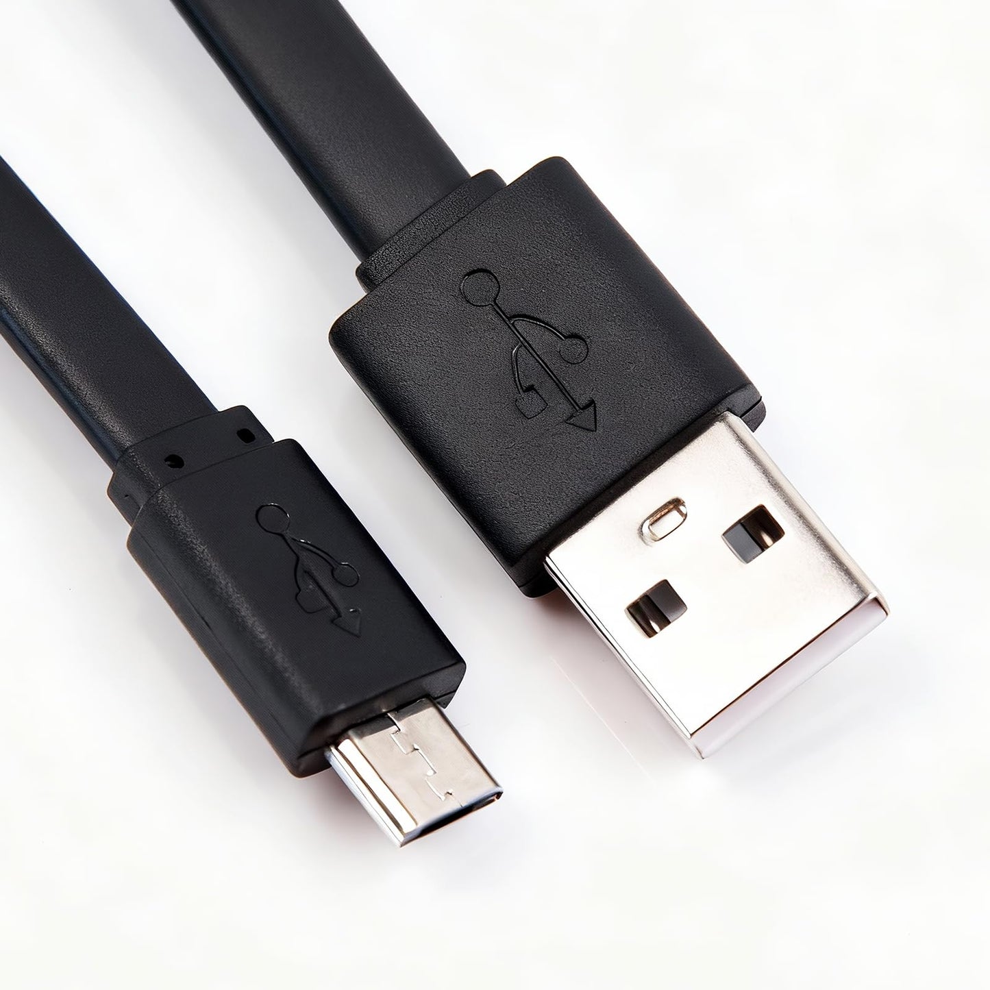 Soshine Long Micro USB Cable Flat Cord 15ft - USB to Micro USB Cable for PS4 Controller and Security Camera 2pack (Black)