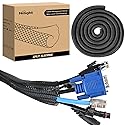 Nilight Cable Sleeve, 25ft-1inch Cord Management Sleeves, Braided Sleeving, Split Self Wrapping Wire Loom for Computer Electrical Automotive Harness