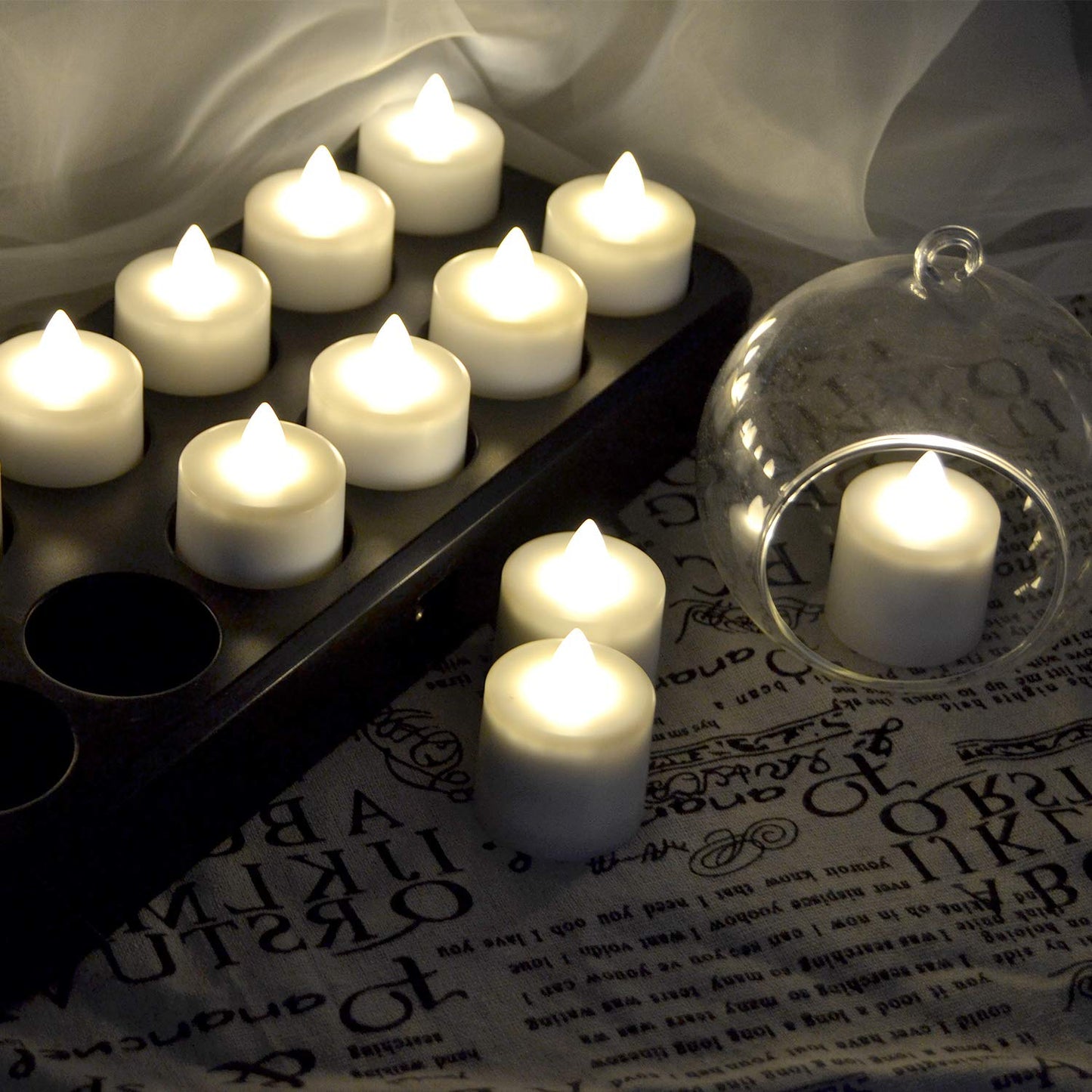 TELOSMA Inductive Rechargeable LED Bright White Tealight Candles Flameless with Timer Remote, Set of 12