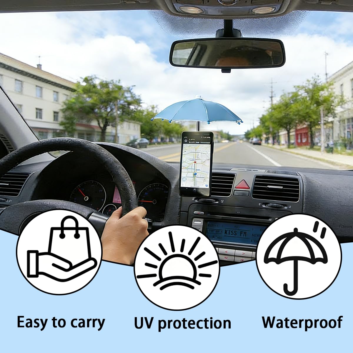 Cococheers Willorana Cell Phone Umbrella for UV Protection, 6 Sets Phone Umbrellas with Hand Style Suction Cup Adjustable for Beach Holiday