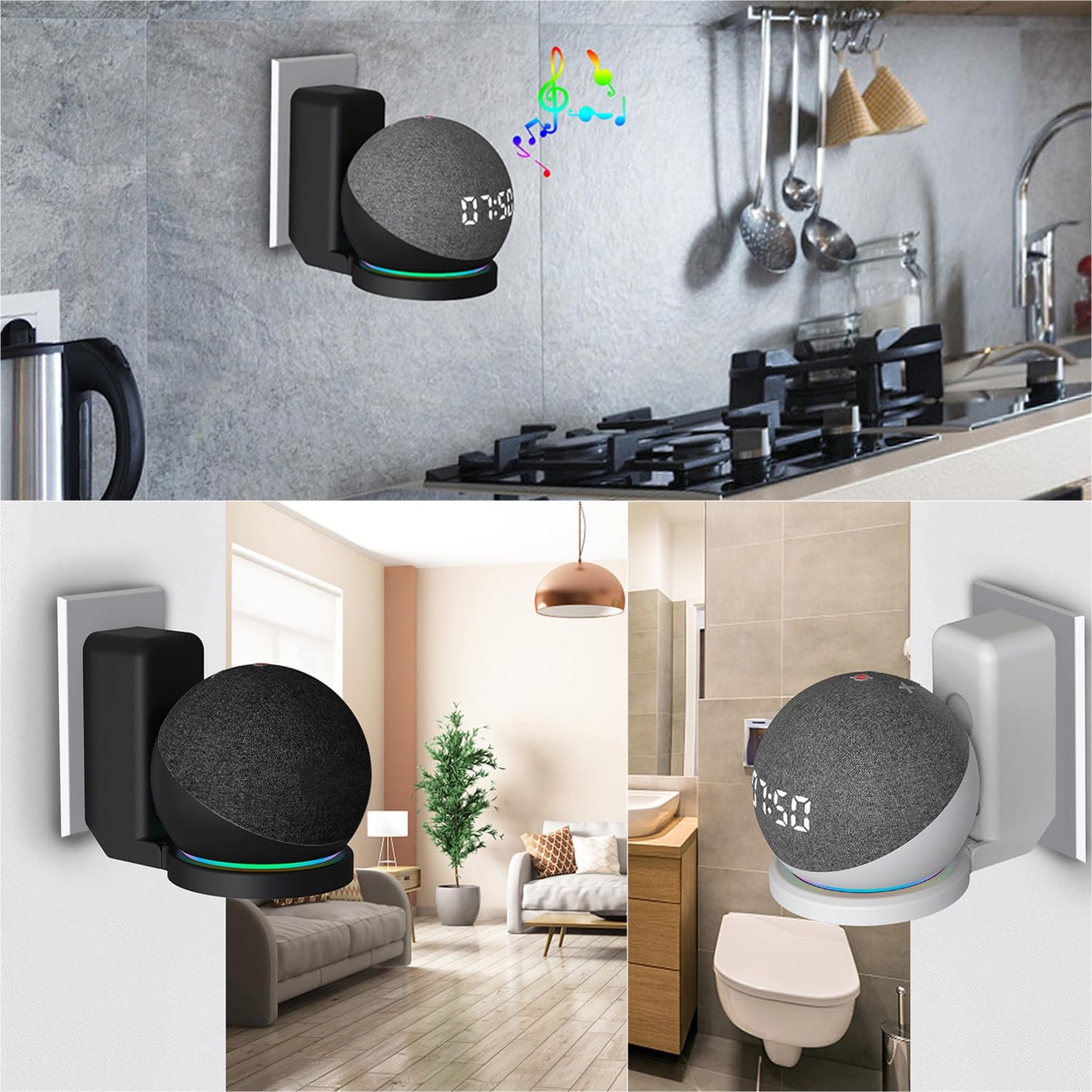 BEWZI Echo Dot Wall Mount Bracket with Cable Storage - Compatible with Echo Dot 5th/4th Gen (White)