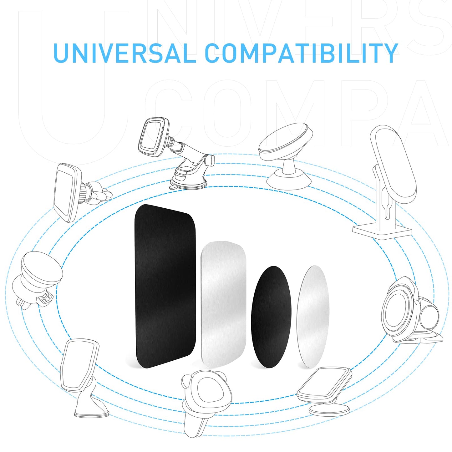 Tryone Metal Plate for Magnetic Car Mount 4 Pack Disc with 3M Adhesive Compatible with Phone Magnets/Cell Phone Automobile Magnet Cradles, No Logo or