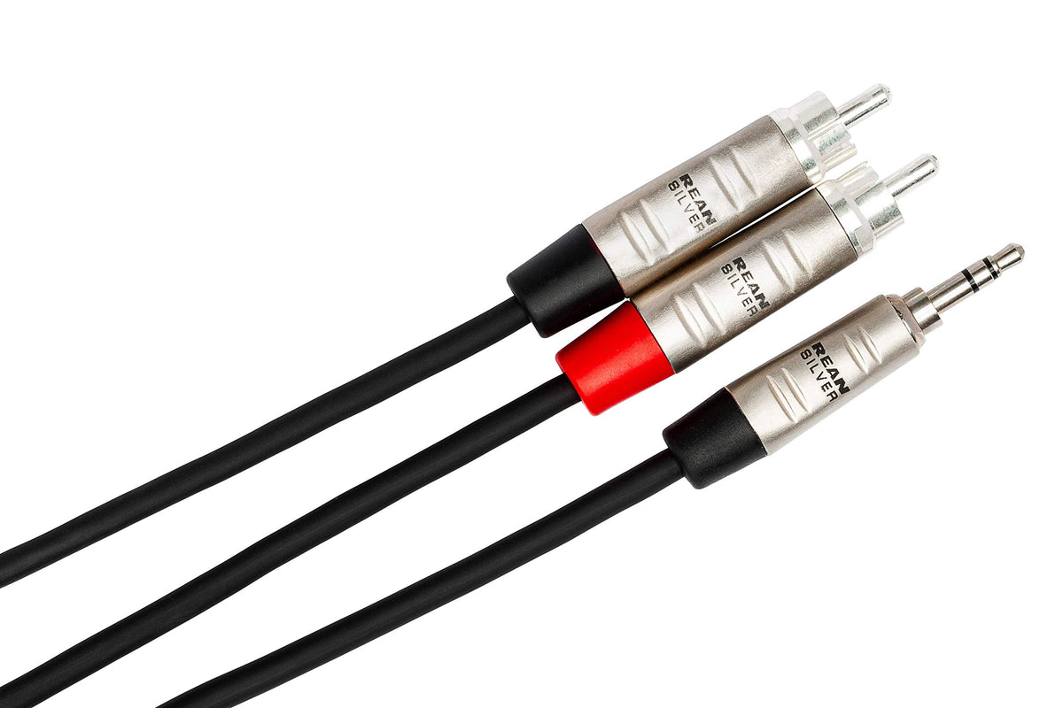 Hosa HMR-010Y REAN 3.5 mm TRS to Dual RCA Pro Stereo Breakout Cable, 10 Feet