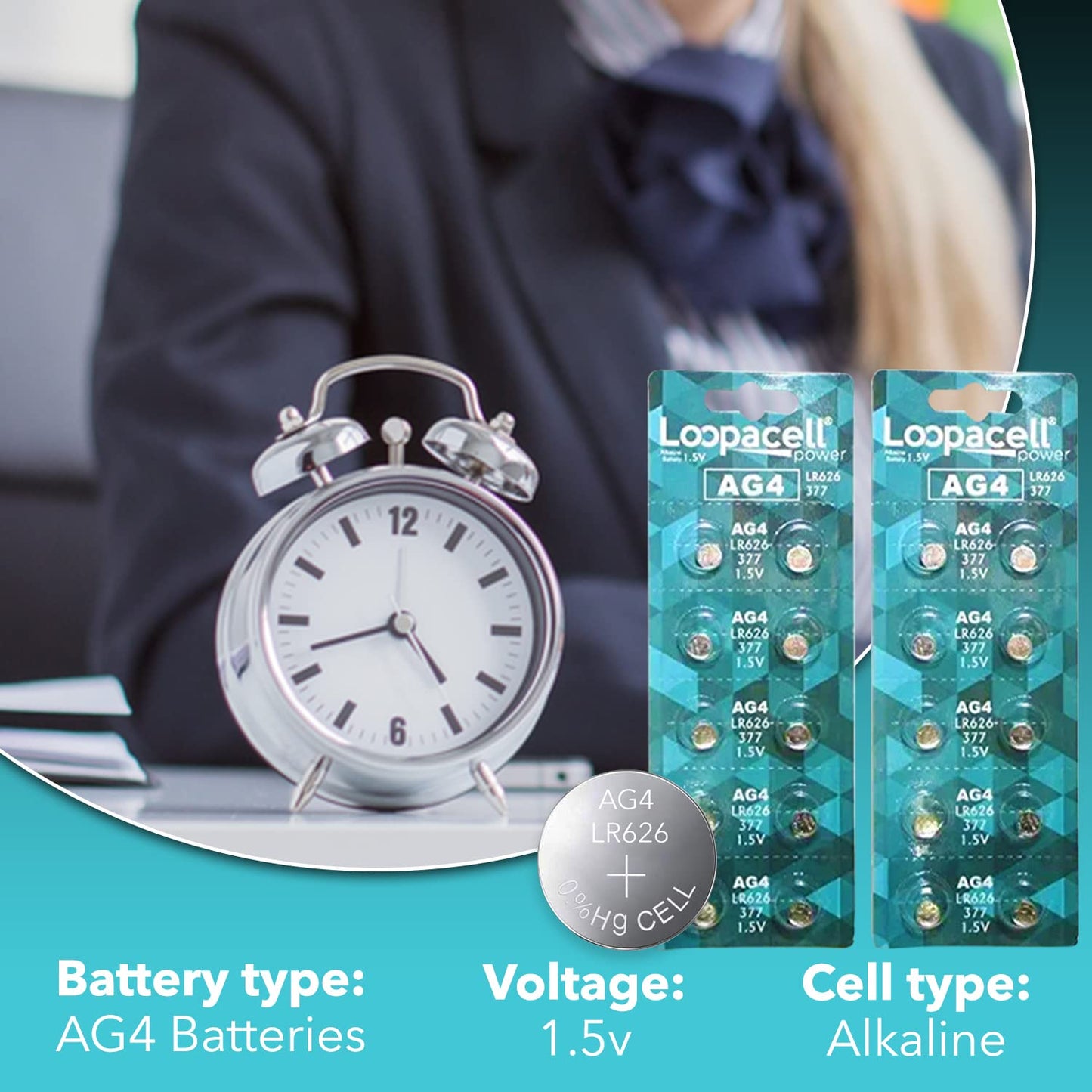20 x LOOPACELL AG4 LR626 377 1.5V Alkaline Watch Batteries