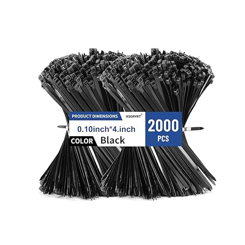 Hsoryrt 2000pcs Cable Ties, 18lbs Zip Ties, 4 inch Black Multi-Purpose Self-Locking Nylon Small Cable Management, UV Resistant Wire Ties, Plastic Ties