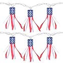 PASUTO 4th of July Decorations Lights, 8.5 FT American Flag Windsock String Lights Plug in with 10 LED Flag Windsock Bunting for Indoor/Outdoor Fourth