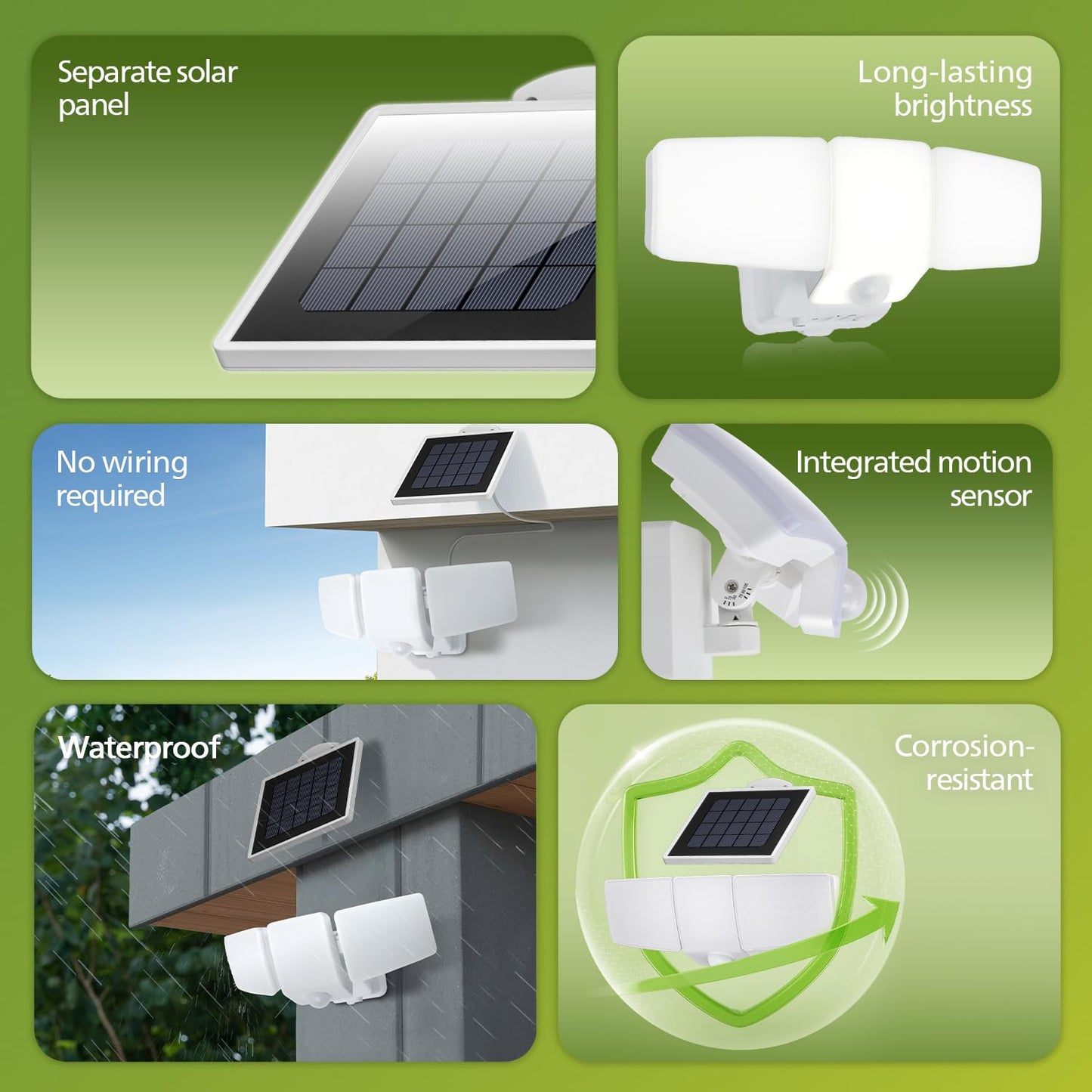 Philips 3600LM Solar Security Lights, 5000K Waterproof Dimmable LED Motion Sensor Outdoor Lights, 3 Adjustable Heads w/16ft Cable, Separate Solar