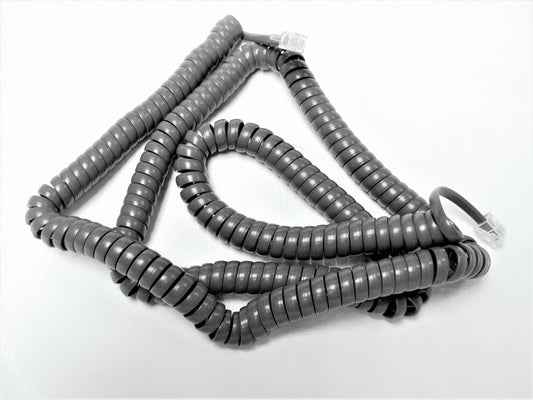 DIY-BizPhones 25' Ft Dark Gray Long Handset Cord Business Landline Phone Receiver RJ9 RJ10 4P4C Wire Cable Coiled Corded Wall Residential Home