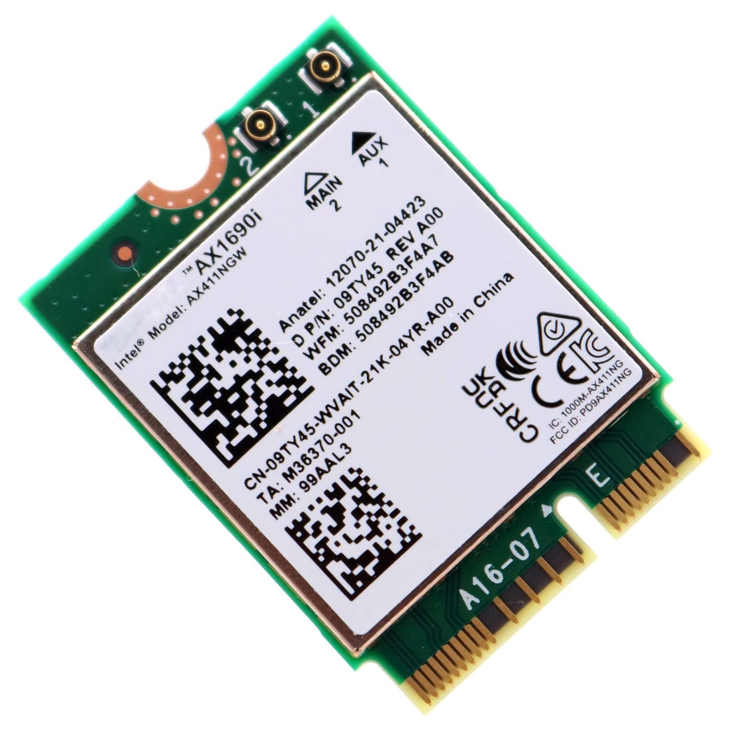 Wi-Fi 6E AX411 M.2 CNVio2 Tri-Band 2.4Gbps Wireless Adapter w/Bluetooth 5.3 for Intel AX411 Windows 10/11 by Generic