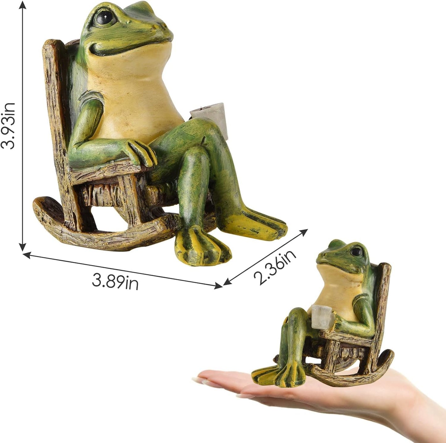 FOXMIS Miniature Frog Garden Statue Mom Dad Gifts Home Decorations Fairy Garden Accessories Outdoor Lights Solar Garden Frog Decor Art Housewarming