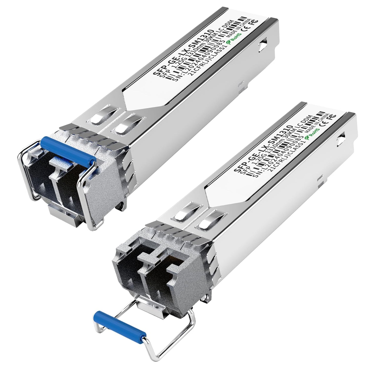 2Pack 1.25G SFP LC Module 1000Base-LX Single-Mode Transceiver (SMF, 1310nm, 20km, DDM) - Compatible with Cisco GLC-LH-SMD, Ubiquiti UniFi, Meraki