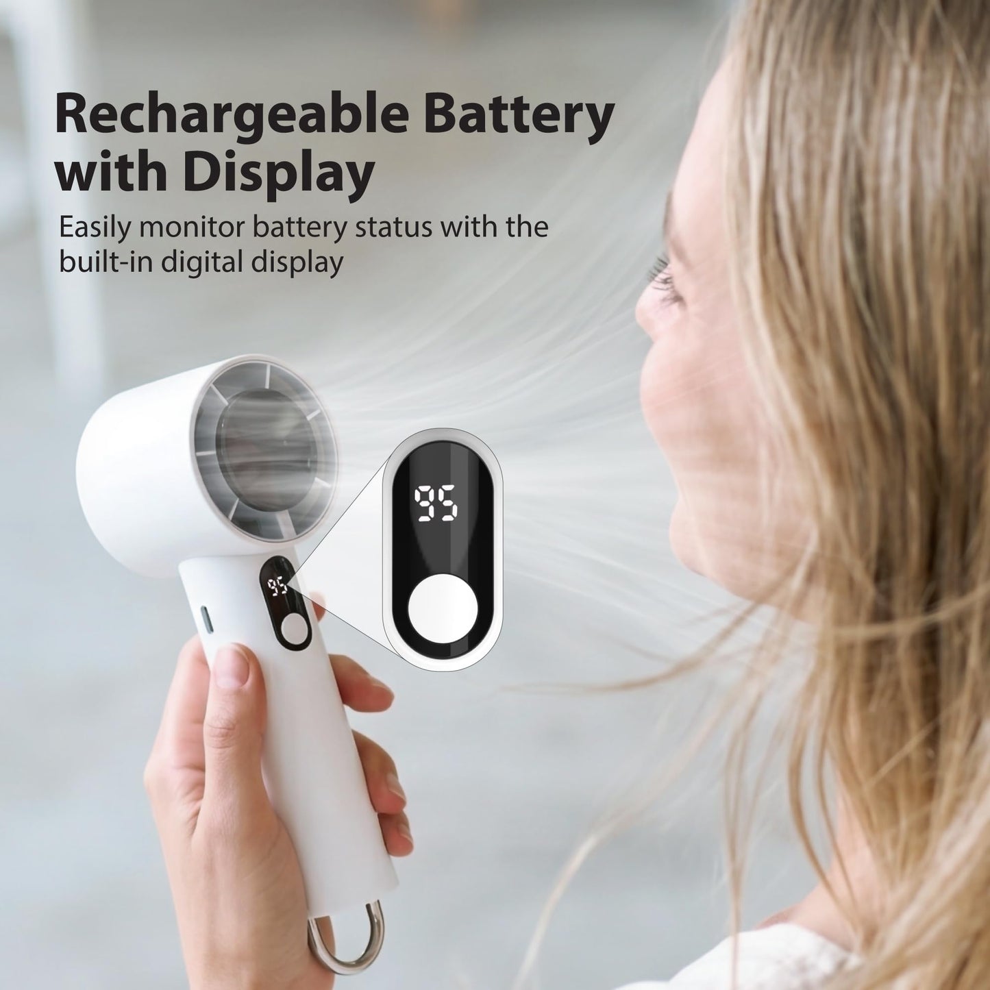 FosPower Handheld Turbo Fan 10000RPM 3000mAh 5-Speed White