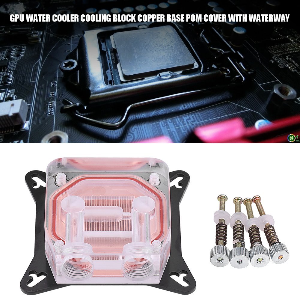 GPU Water Block, Computer Universal Water Cooling Block, GPU Waterblock Copper Base POM Cover with Waterway, Acrylic Water Cooling System Parts