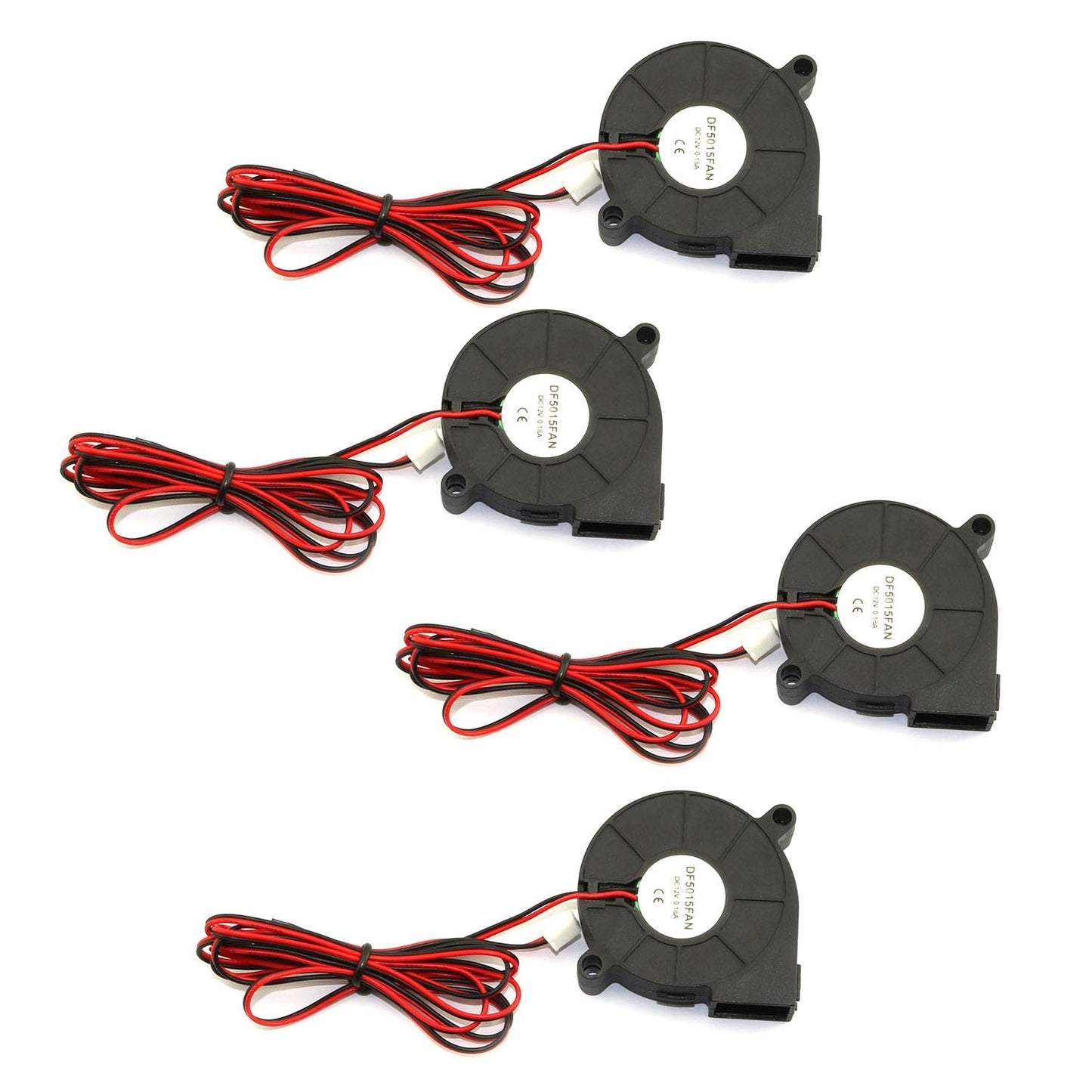RuiLing 4-Pack 5015 DC 12V 0.18A Cooling Blower Fan 6000Rpm Industrial Cooling Turbo Fan for 3D Printer Accessories,Mini Black Plastic Cooling Fans