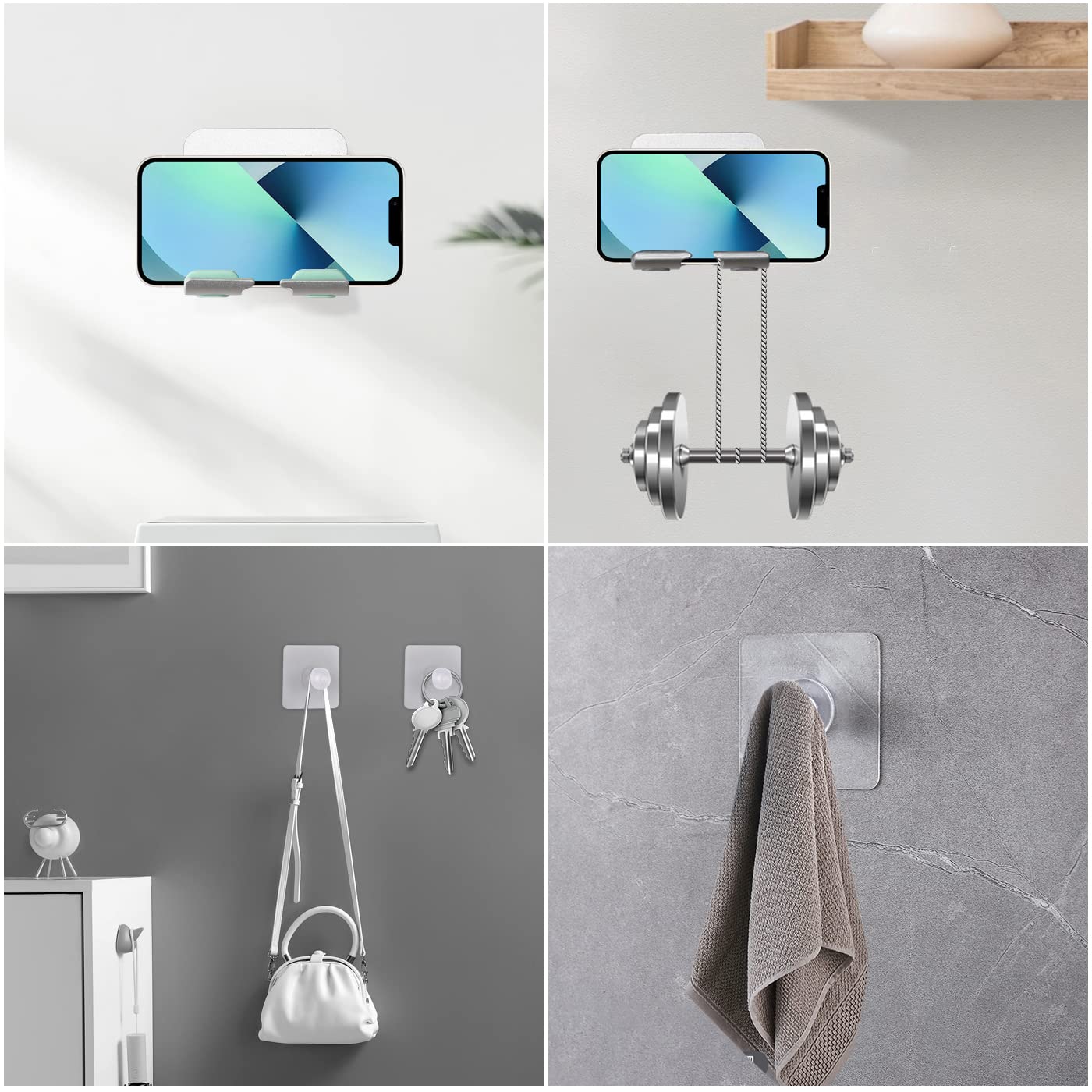 Shower Mount Phone Holder - Adjustable Cell Phone Stand with Adhesive Pads for Bathroom and Kitchen (1 PCS)