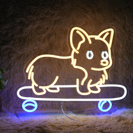 Dimmable Corgi Dog Neon Sign LED Dog Neon Light For Wall Decor Corgi Light Up Signs Powered by USB For Pet Shop Animal Party Kids Room Birthday
