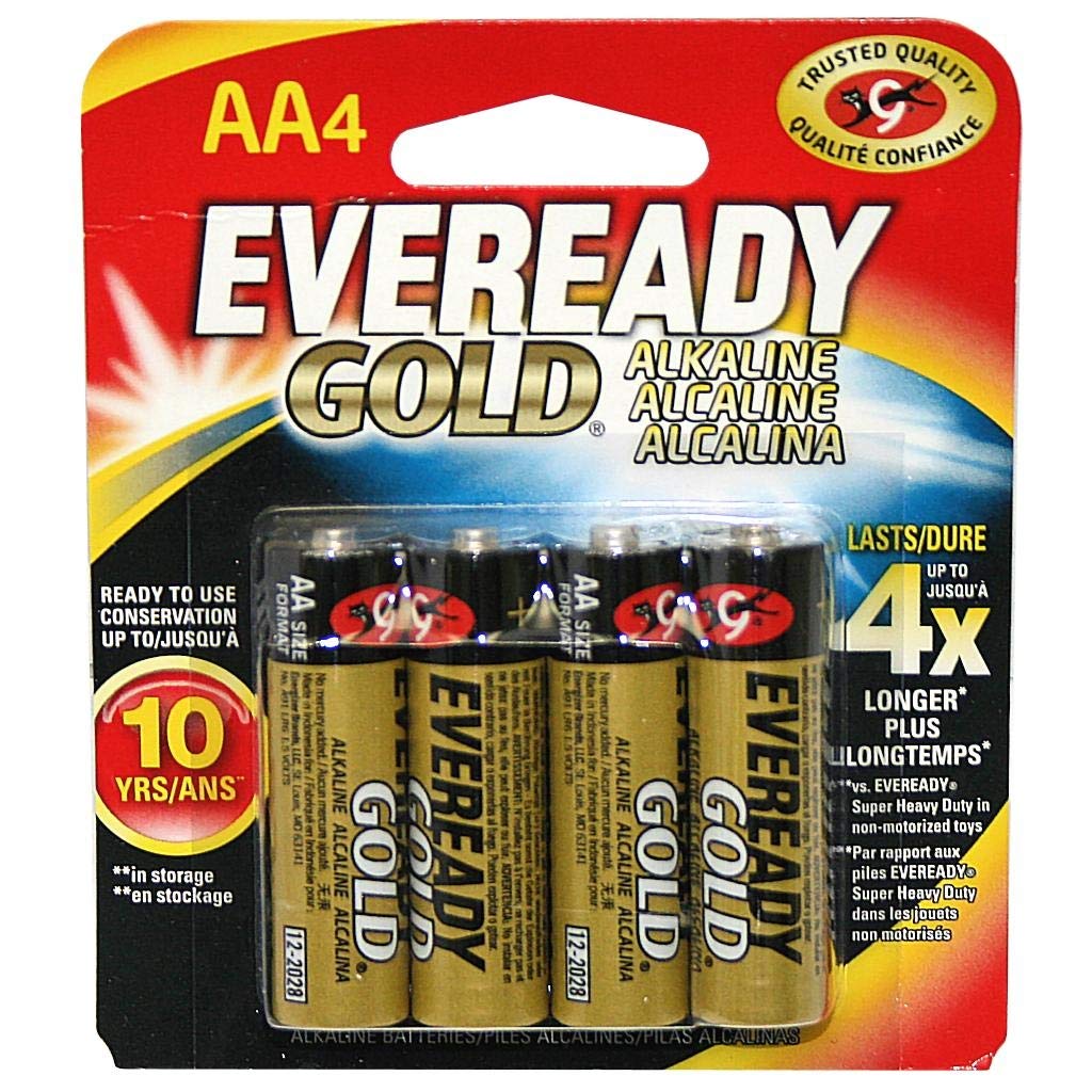 Eveready 02889 - AA Cell 1.5 volt Gold Alkaline Battery (4 pack) (A91BP-4)