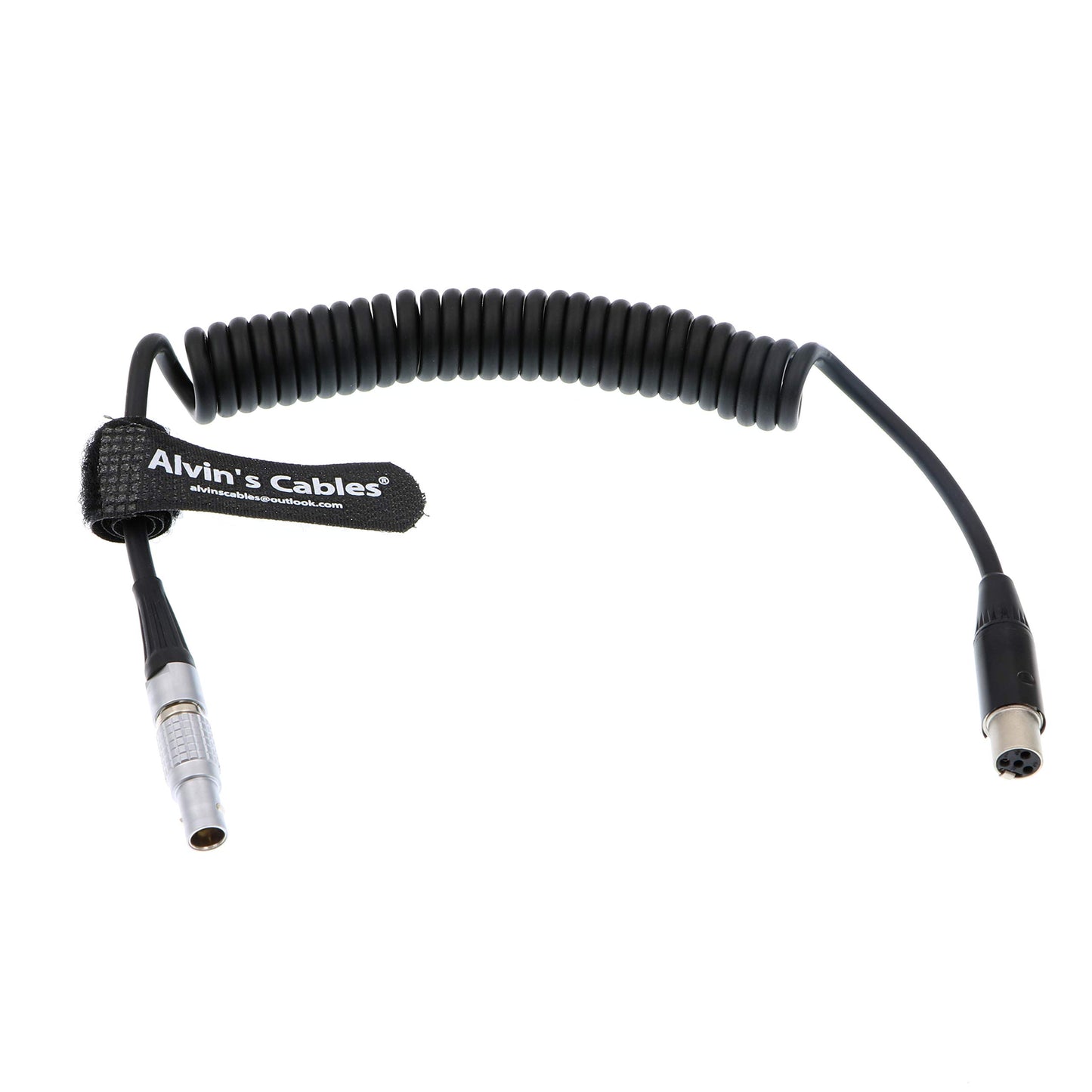 Alvin's Cables ARRI Z-CAM Camera 12V Power Cable for TV Logic Monitor 2 Pin Male to Mini XLR 4 Pin Female Coiled Cable