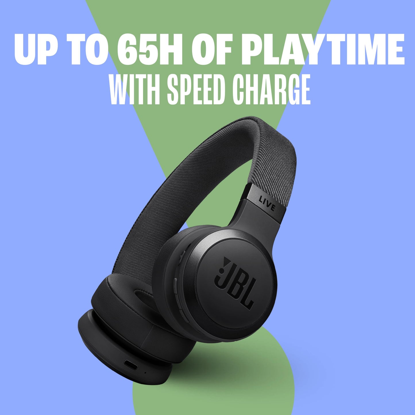 JBL Live 670NC - Wireless On-Ear Headphones with Adaptive Noise Cancelling with Smart Ambient, Up to 65H Battery Life with Speed Charge, Lightweight