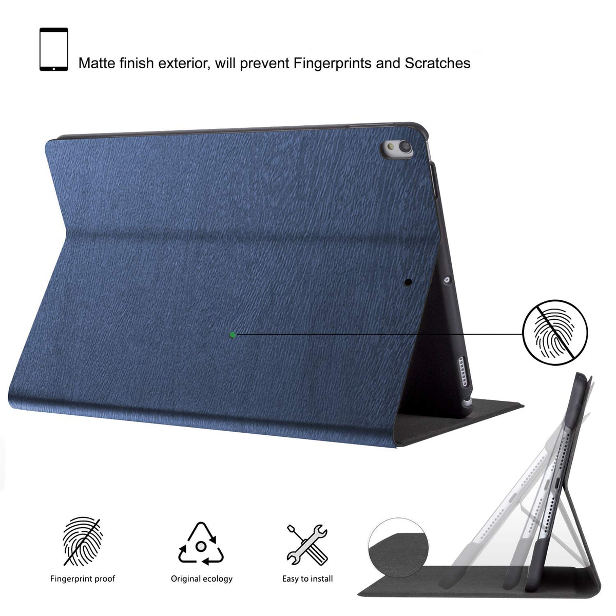 DuraSafe Cases for iPad PRO 2016 9.7 Inch [Pro 9.7 2016] A1673 A1674 MLPX2LL/A MLPW2LL/A MLPY2LL/A MLYJ2LL/A Slim Profile & Adjustable Viewing Angle
