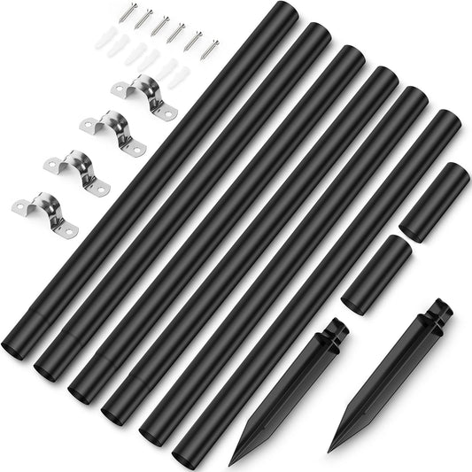 NBZlHOR 14 Pcs Steel Pole Extension Kit with Stakes & Connectors - 47" Height Adjustable - Compatible with Outdoor Landscape Lighting