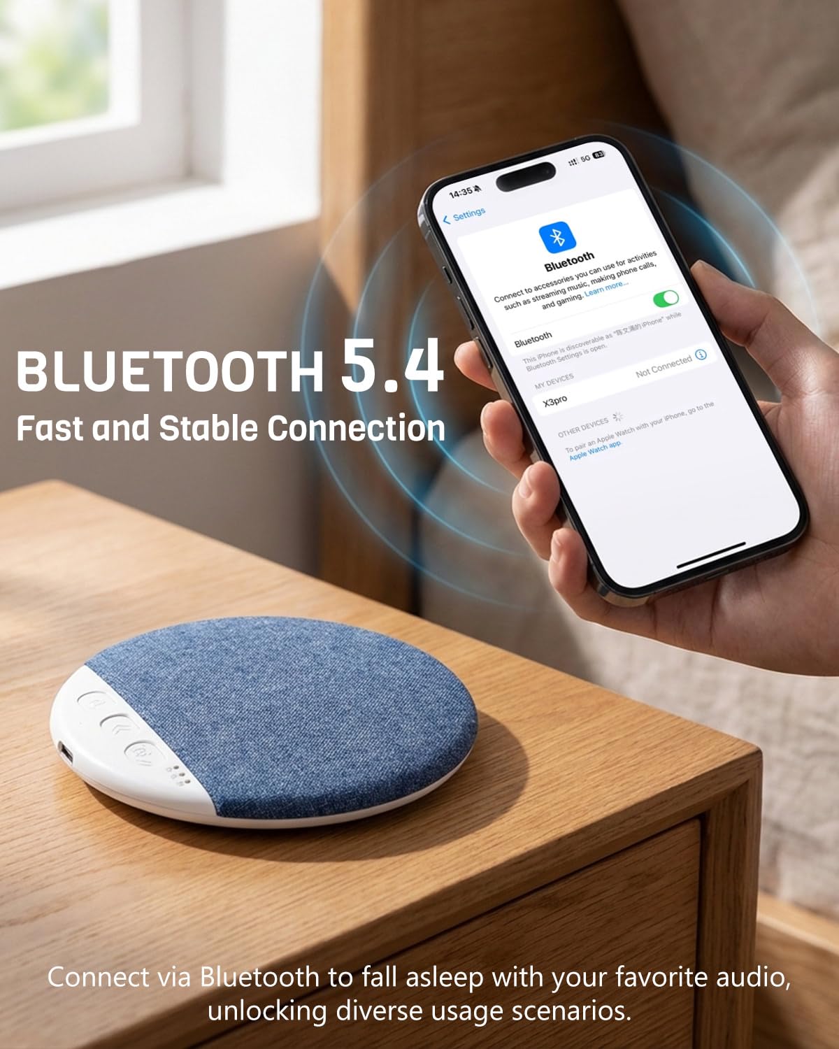 Voph 2026 New Sleep Pillow Speaker for Sleeping, Portable Under Pillow Speaker with BT 5.4, White Noise Timer Wireless Sleep Aid, 10H Battery Life