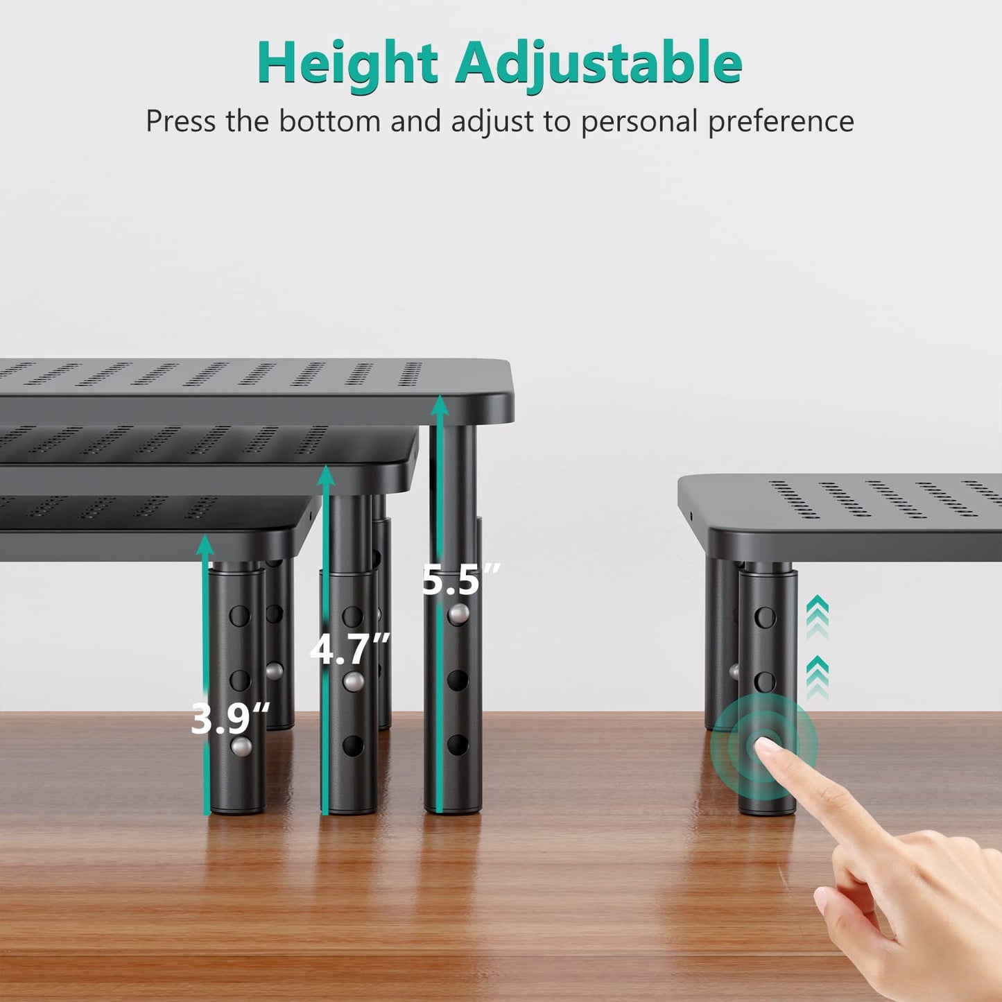 WALI Computer Monitor Stand for Desk, Adjustable Laptop Riser, Desk Monitor Stand Underneath Storage for Office, Home, School Supplies (STT003), 1