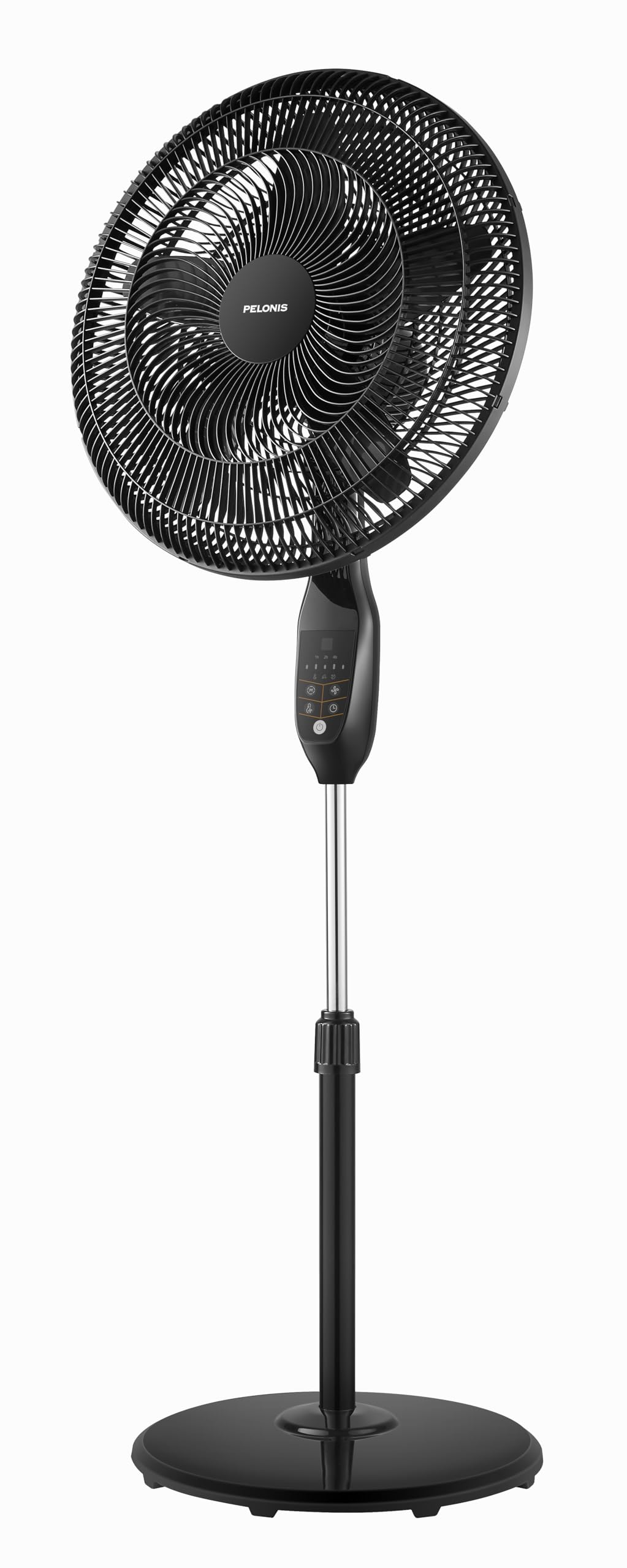 PELONIS 18" 5-Blade Adjustable Oscillating Pedestal Fan with Remote, Black