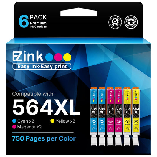 E-Z Ink 564XL Compatible Ink Cartridge Replacement for HP 564 Ink Cartridges 564 XL High-Yield Ink to use with DeskJet 3520 3522 Officejet 4620