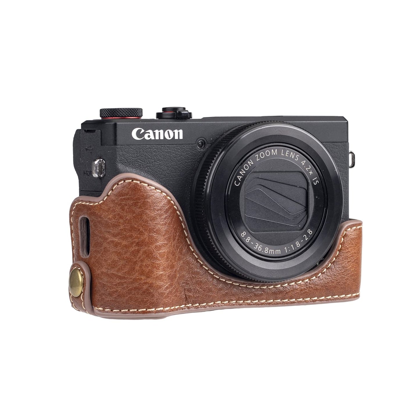 BolinUS Premium PU Leather FullBody Camera Case Bag Cover for Canon PowerShot G7 X Mark II/Mark III G7X2 G7X3 With Neck Strap (Brown)