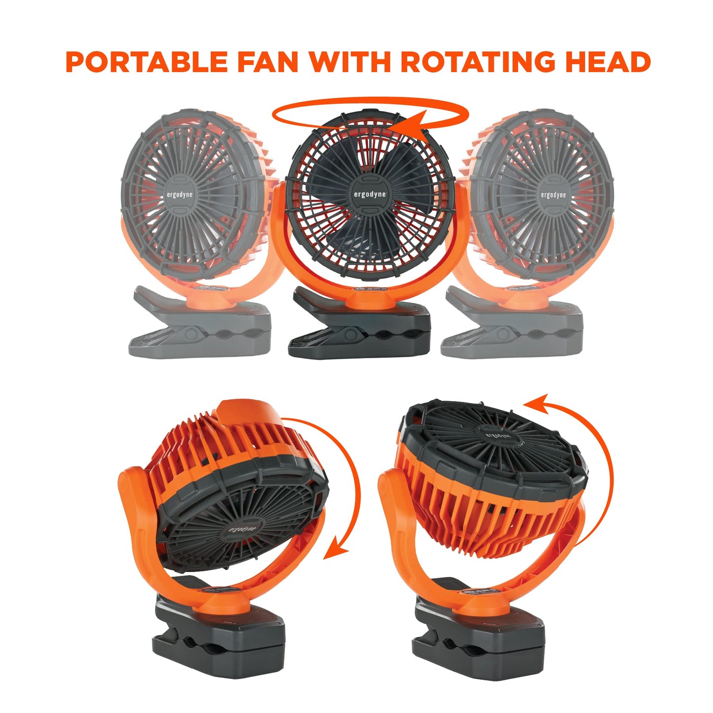 Ergodyne Chill Its 6090 Portable Jobsite Fan, Clip On and Magnetic Mount, Rechargeable Fans