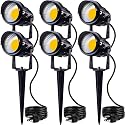 SUNVIE LED Outdoor Spotlight 12W Landscape Lighting 120V AC Waterproof Landscape Lights Spot Lights for Yard with Spiked Stake Warm White Flag Light