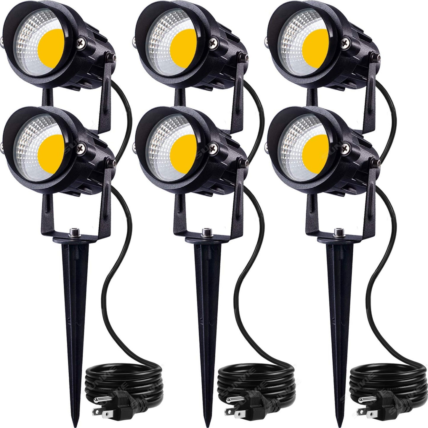 SUNVIE LED Outdoor Spotlight 12W Landscape Lighting 120V AC Waterproof Landscape Lights Spot Lights for Yard with Spiked Stake Warm White Flag Light