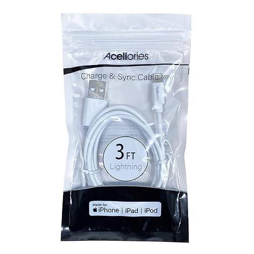 Acellories MFI 3-Ft. Lightning to USB Cable, White