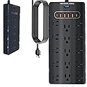 Nanolake 20 Amp Power Strip Surge Protector,Heavy Duty 12 Gauge 6.5 ft Cord/25 AC Outlets/4 USB A/2USB C/4000 Joules Surge