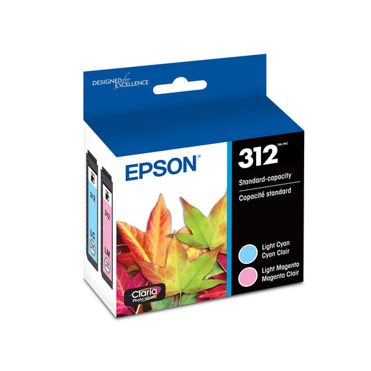 EPSON 312 Claria Photo HD Ink Standard Capacity Light Cyan/Magenta (T312922-S) Works with Expression XP-8500, 8600, 8700, 15000